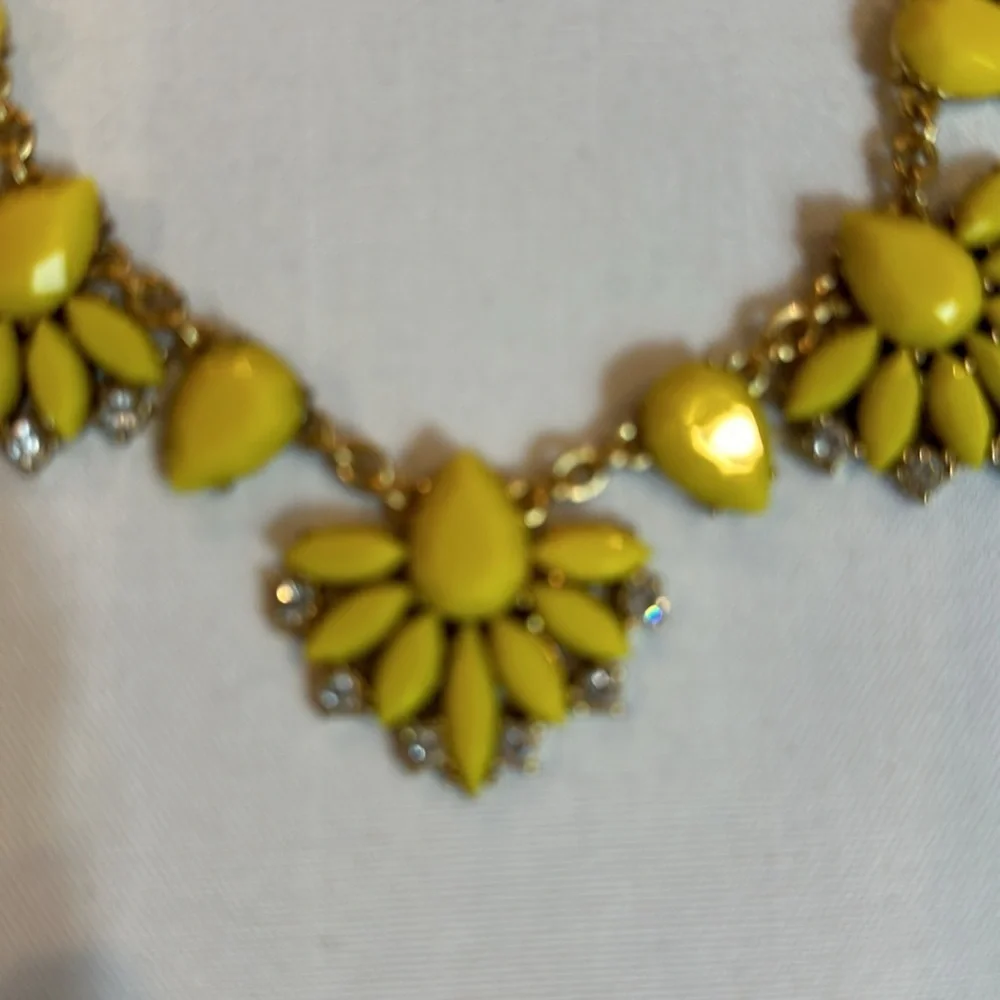 J Crew yellow and crystal stone costume necklace
